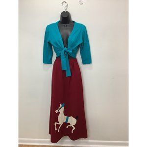 1950's - 60's Horse Applique Wool Skirt